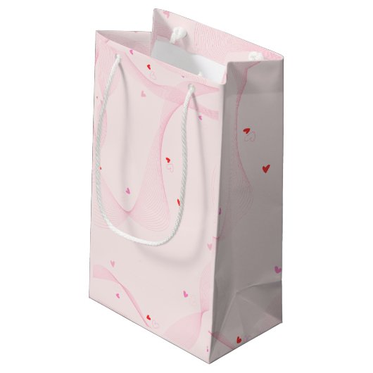 Lignes ondulées rose avec coeur rouge Sac cadeau (Dos Angle)
