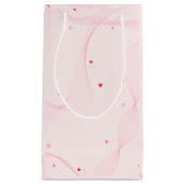 Lignes ondulées rose avec coeur rouge Sac cadeau (Devant)