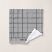 Lignes Plaid Gris Farmhouse Modernes Personnalisée (Gant de toilette)