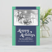 Lignes pointillées vertes et bleues Cartes de fin (Debout devant)