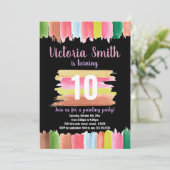 Lignes roses Peinture Invitations Anniversaire (Debout devant)