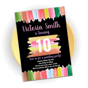 Lignes roses Peinture Invitations Anniversaire
