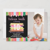 Lignes roses Peinture Invitations Anniversaire Ave (Devant)