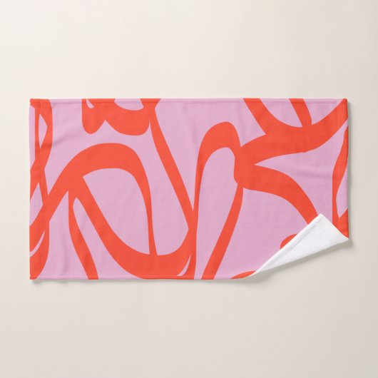 Lignes roses rétro Formes de pinceau Abstraites mo (Serviette à main)