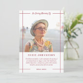 Lignes rouges Dans Love Memory Photo Faire-part (Debout devant)