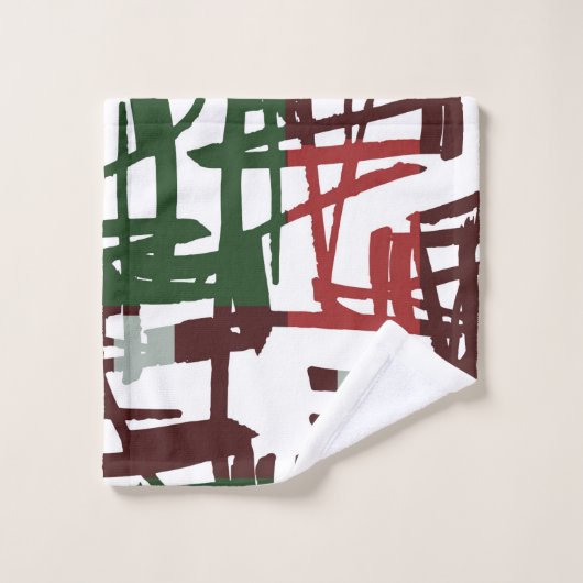 Lignes rouges et vertes modernes Abstraites (Gant de toilette)