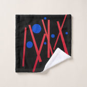 Lignes rouges, points bleus (Gant de toilette)