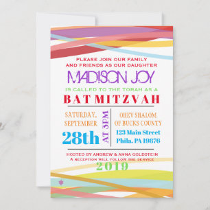 Lignes simples Bat Bar Mitzvah Invitation