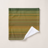 Lignes simples horizontales de rayures brunes vert (Gant de toilette)