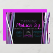 LIGNES SIMPLES Invitation BAT MITZVAH (Devant / Derrière)