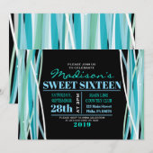 LIGNES SIMPLES Sweet sixteen 16 Invitation (Devant / Derrière)