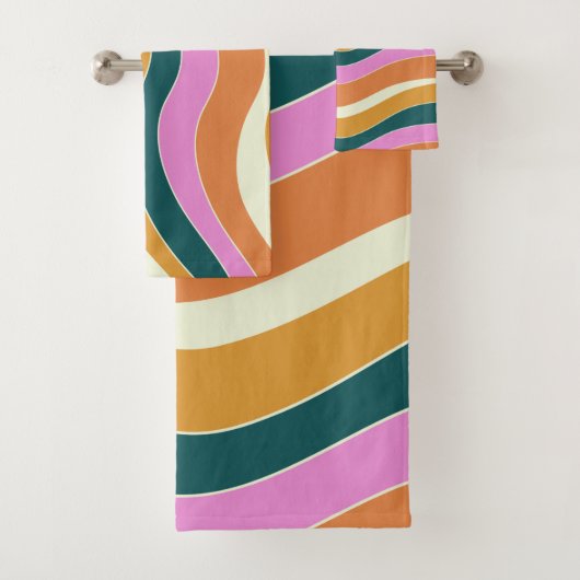 Lignes super Retro Rose et Vert Wavy  (En situation)