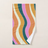 Lignes super Retro Rose et Vert Wavy  (Serviette à main)