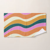 Lignes super Retro Rose et Vert Wavy  (Serviette à main)