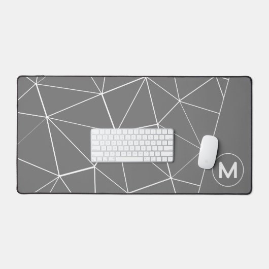 Lignes triangles géométriques gris et blanc Monogr (Clavier et souris)