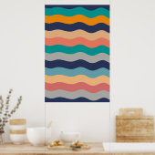 Lignes Vastes Rétro - Poster bleu Turquoise Orange (Cuisine)