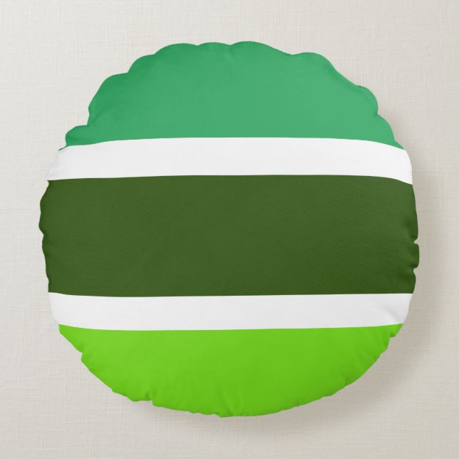 Lignes vertes et blanches motif rond coussin (Devant)
