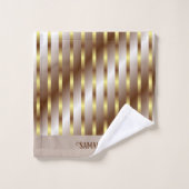 Lignes verticales dorées modernes Dégradé Brown (Gant de toilette)