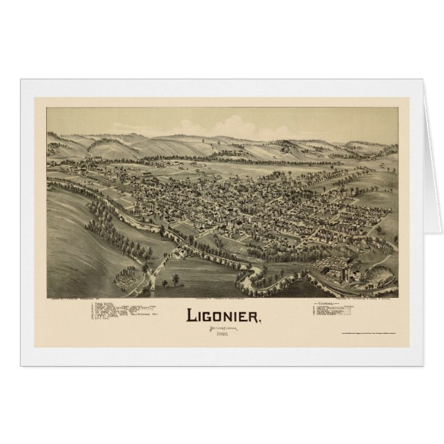 Ligonier, PA Panorama Kaart - 1900 (Voorkant Horizontaal)