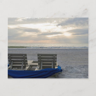 Ligstoelen op St. Pete strand bij zonsondergang Briefkaart
