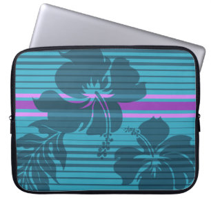 Lihue Hibiscus Stripe Hawaiian Neopree Wetsuit Laptop Sleeve