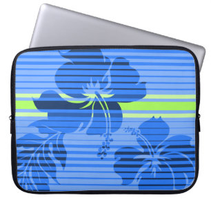Lihue Hibiscus Stripe Hawaiian Neopree Wetsuit Laptop Sleeve