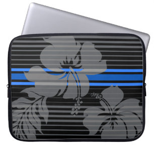 Lihue Hibiscus Stripe Hawaiian Neopree Wetsuit Laptop Sleeve