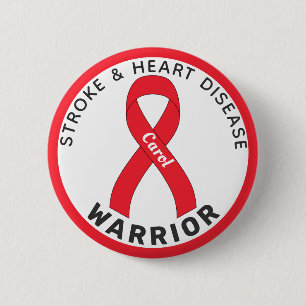 Lijn- en hartziekte Warrior lint witte Button