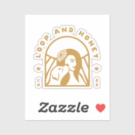 Lijn en honing zijn Logo Sticker in geel