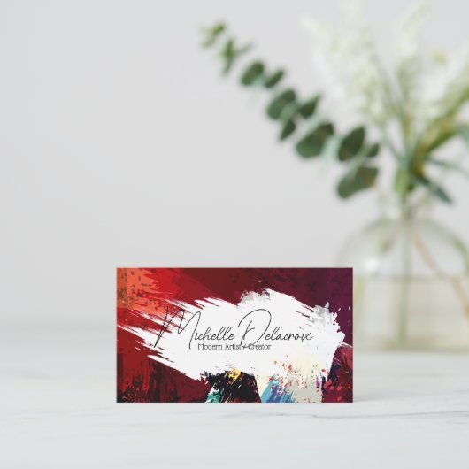 Lijn en textuur verven | Creatieve kunst Visitekaartje (Staand voorkant)