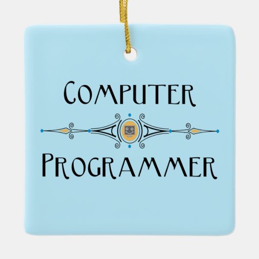 Lijn van computerprogrammeur keramisch ornament (Voorkant)