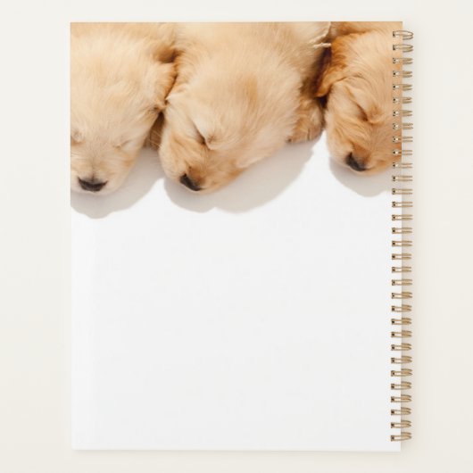 Lijn van Slaapende Golden Retriever Puppies Planner (Achterkant)