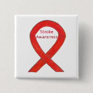 Lijnbewustzijn Rood lint aangepaste art Pin Vierkante Button 5,1 Cm