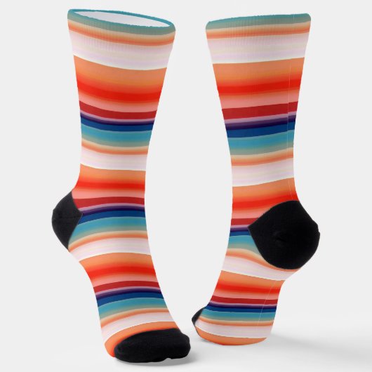 Lijnblauw Oranje patroon Sokken (Gebogen)