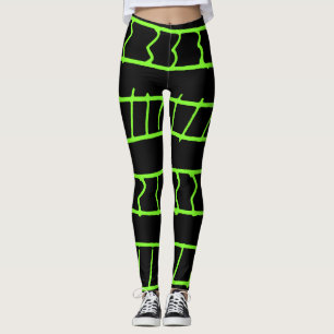 Lijnen en vormen patroon op zwarte achtergrond leggings
