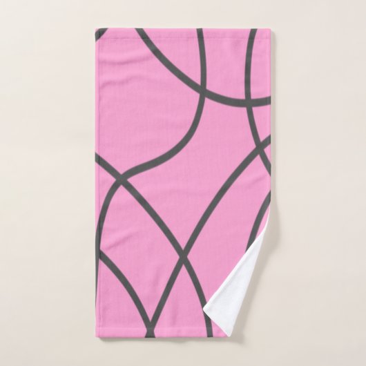 Lijnen: Grijs op Zacht roze Bad Handdoek (Handdoek)