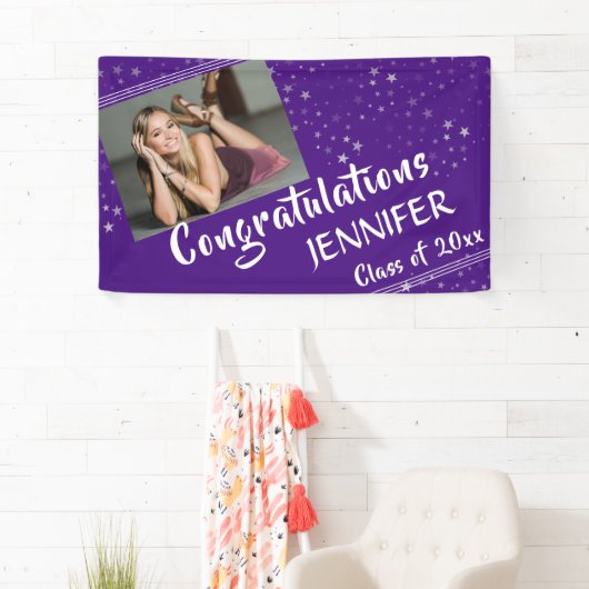 Lijnen & Sterren | Bewerkbaar Paarse | Foto Afstud Spandoek (Insitu)