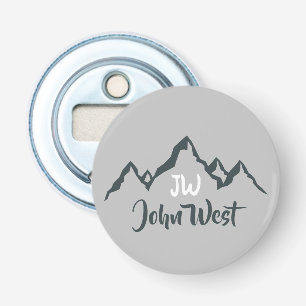 Lijngetrokken monogram voor berggebied, op maat button flesopener
