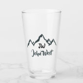 Lijngetrokken monogram voor berggebied, op maat glas (Voorkant)