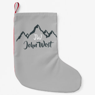 Lijngetrokken monogram voor berggebied, op maat kleine kerstsok