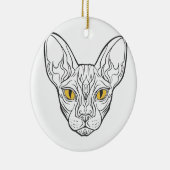 Lijnhoofd Egyptische kat - Kies achtergrondkleur Keramisch Ornament (Rechts)