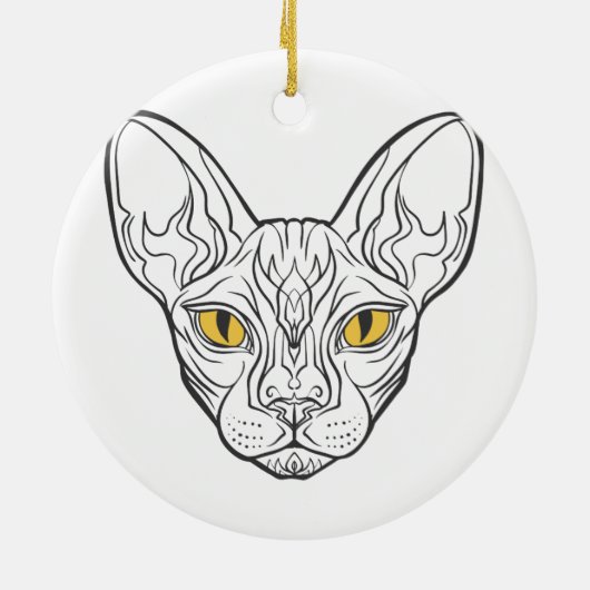 Lijnhoofd Egyptische kat - Kies achtergrondkleur Keramisch Ornament (Achterkant)