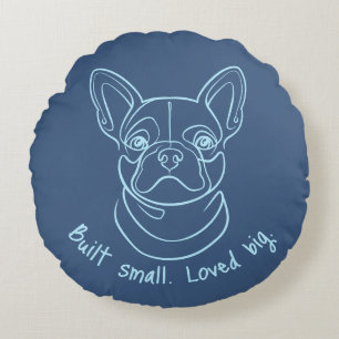Lijnkunst Franse Bulldog. Klein gebouwd. Groot gel Rond Kussen