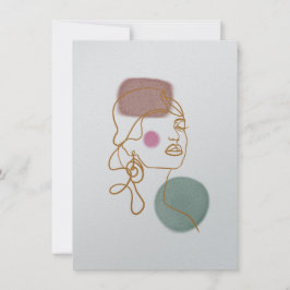 Lijnkunst Mooie Gezicht-Platte Wenskaart Kaart