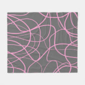 Lijnkunst: Roze op grijs Fleece Deken (Voorkant (Horizontaal))