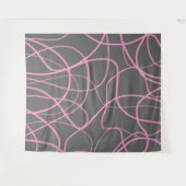 Lijnkunst: Roze op grijs Wandkleed (Voorkant (horizontaal))