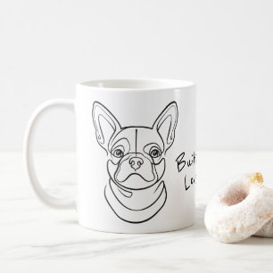Lijnkunst van Franse Bulldog. Klein gebouwd. Groot Koffiemok