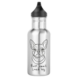 Lijnkunst van Franse Bulldog. Klein gebouwd. Groot Waterfles