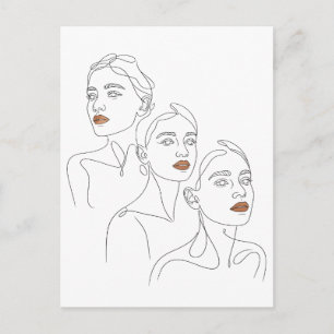 Lijnkunst Vrouwelijk Trio Briefkaart