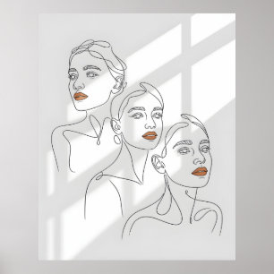 Lijnkunst Vrouwelijk Trio Poster